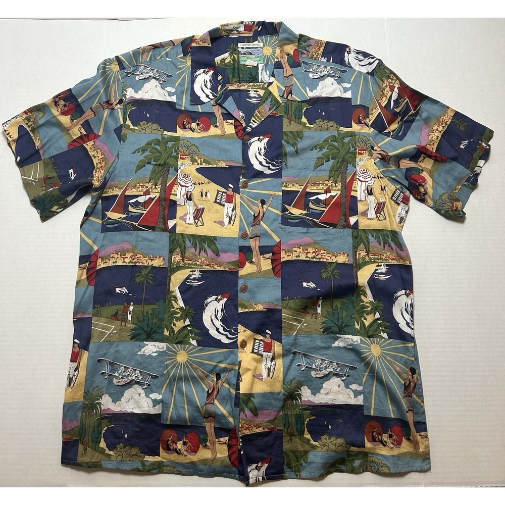 Reyn Spooner Hawaiian Floral Beach Surf Egyptian Cotton Shirt Men's XXL Classic